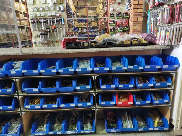 Fasteners on the shelves at Rachi Bush Mills